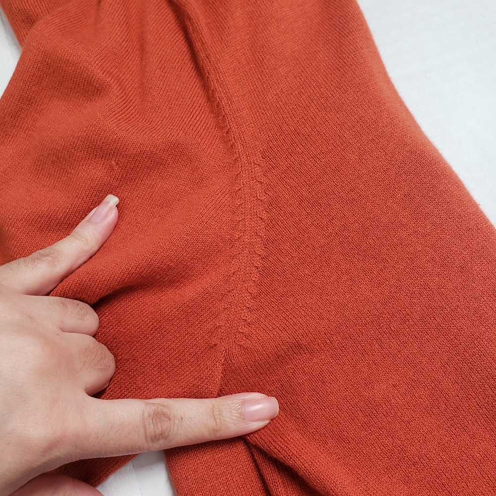 IZOD V-Neck Sweater Mens Medium Orange Cotton Wool Blend Knit Classic Preppy - Picture 7 of 13